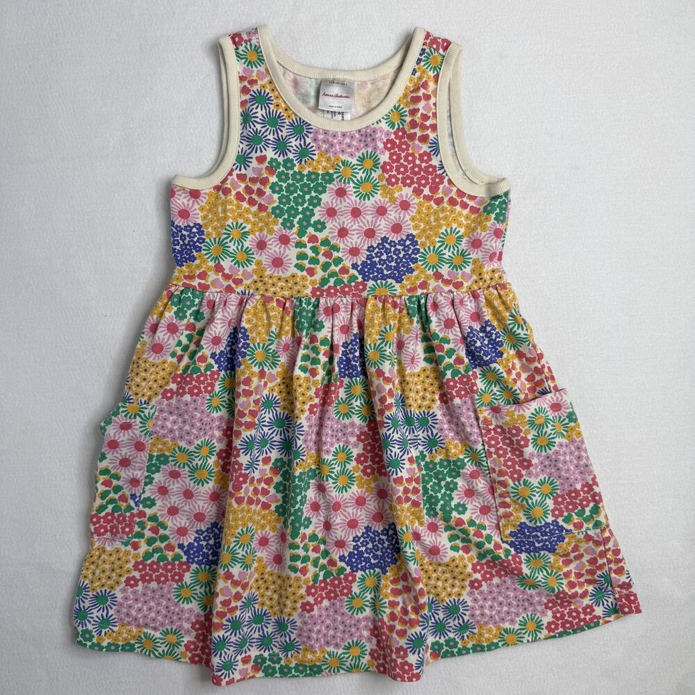 Hanna Andersson Dress Girls 5 110 Floral Sleeveless Pocket Sundress Multicolor